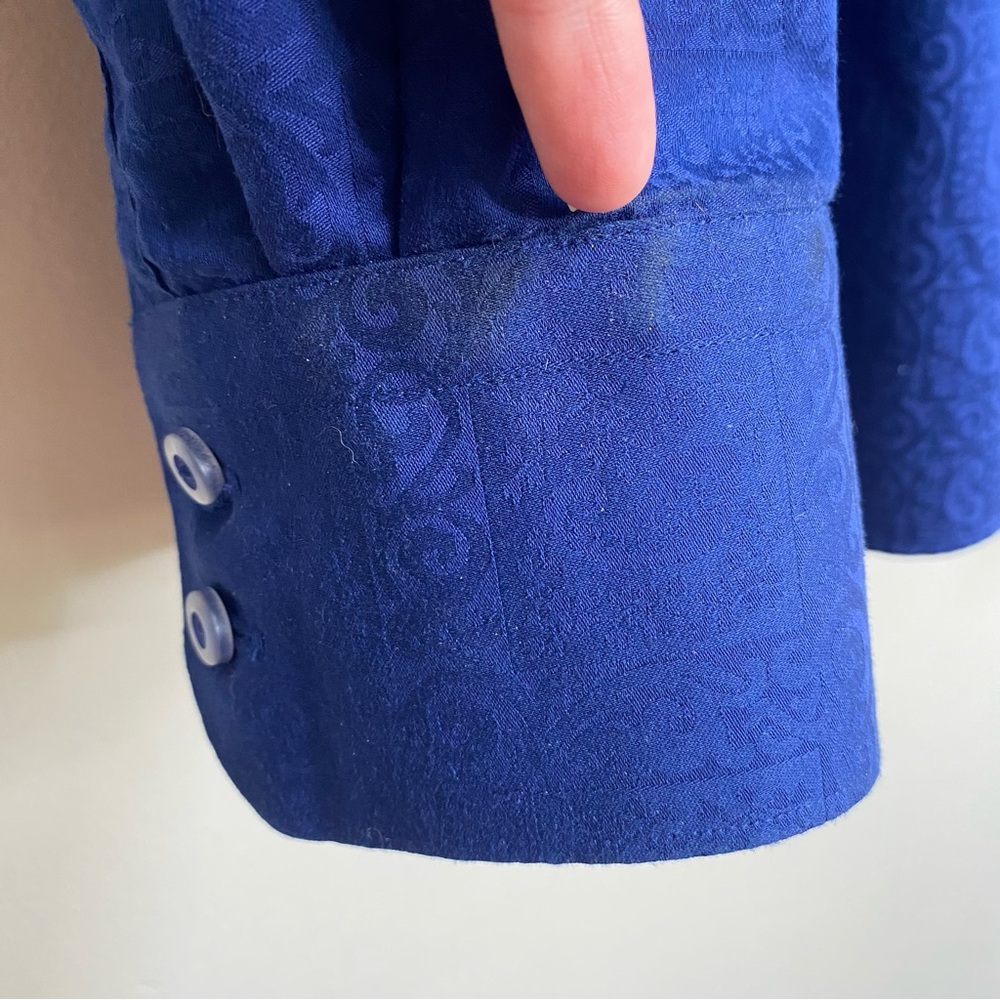 Men's Robert Graham Blue Paisley Jacquard Button Down Flip Cuff Shirt Size XL - Picture 3 of 16